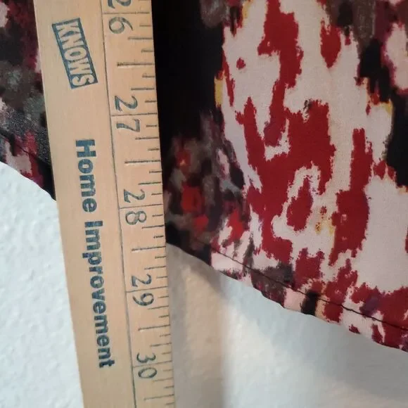 Daniel Rainn Top Long Sleeves Neckline‎ Tie Accent Chiffon Black Abstract Sz L - Picture 9 of 13